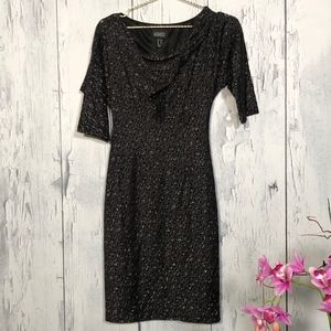 Adriana Papell Black/Metallic Stretch Lace 4 EUC